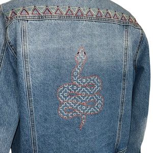 Cute Denim Jacket | Hand-Embroidered | Size Small